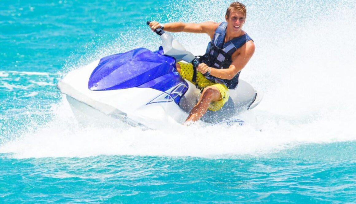 A man took a jet ski to explore South Padre Island.