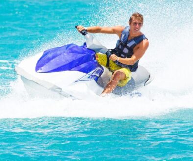 A man took a jet ski to explore South Padre Island.