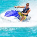 A man took a jet ski to explore South Padre Island.