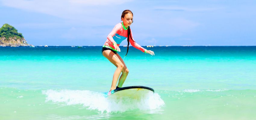 water sports for kids (4) The girl is surfing.