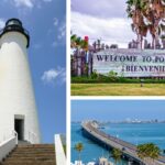 Port Isabel Lighthouse, welcome sign, and causeway bridge showcasing popular things to do in Port Isabel.